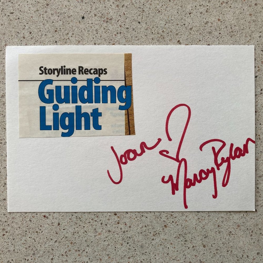 Marcy Rylan Signed Inscribed Index Card 4X6” Guiding Light General Hospital Emme